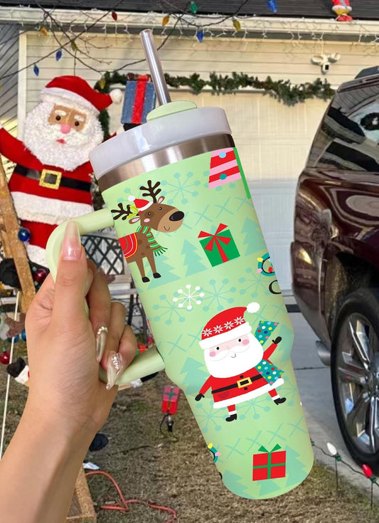 Christmas Cute Santa Claus 40oz Tumbler, Retro Santa Christmas Tumbler