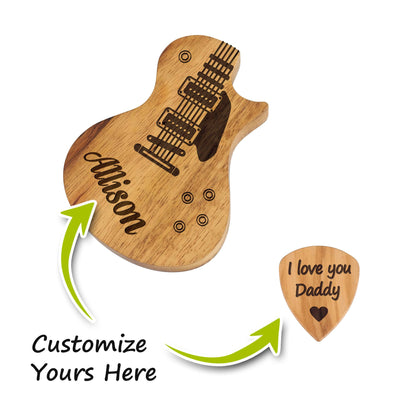 Personalized Wooden Guitar Picks with Case, Christmas Gift