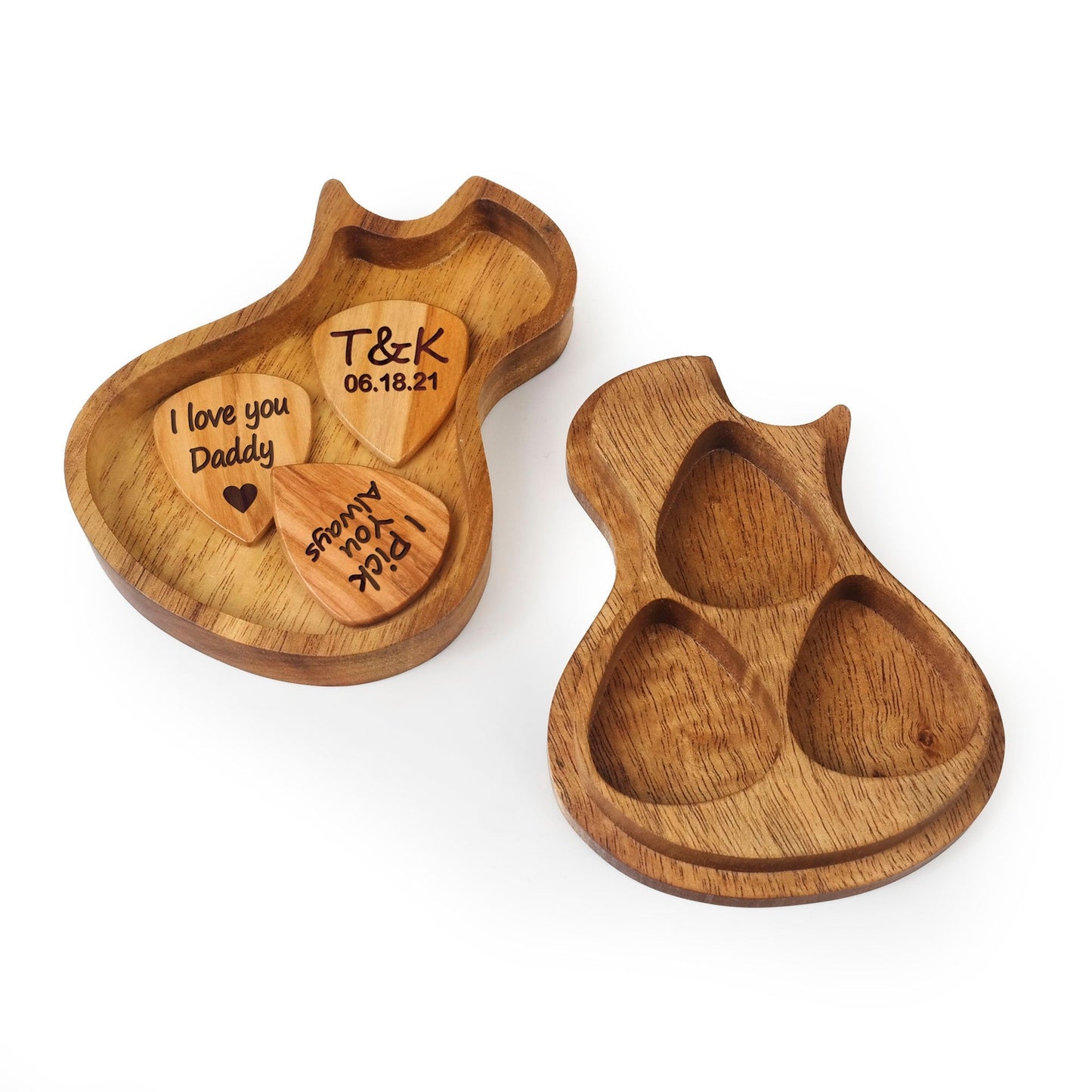 Personalized Wooden Guitar Picks with Case, Christmas Gift