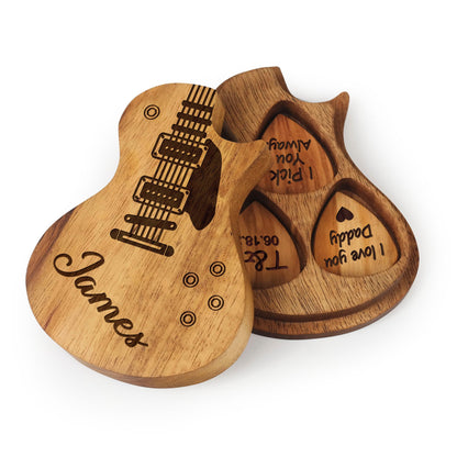 Personalized Wooden Guitar Picks with Case, Christmas Gift