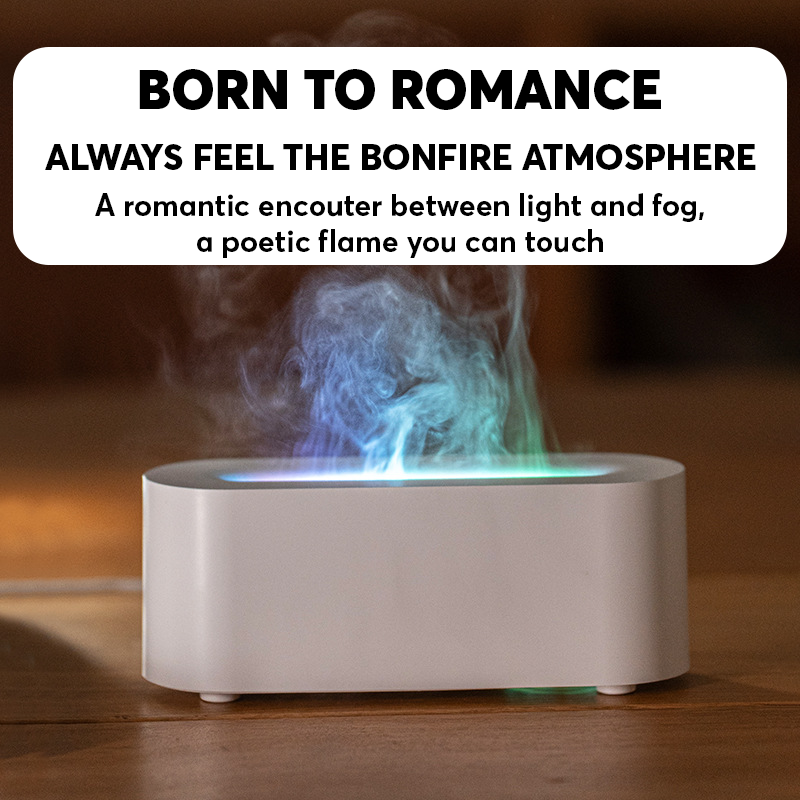 Flame Aroma Diffuser, Essential Oils Diffuser with 7-Colour Light