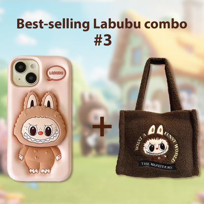 Cute Labubu Best Selling Phone Case and Fleece Bag Combo